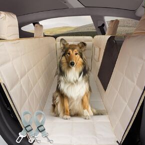 Lassie Dog Hammock for Car, Compatible with 2018-2024 Model 3,Dog Car Seat Cover for Back Seat with 4 Headrests and 2 Seat Belts, 100% Waterproof Pet Seat Protector for Dogs