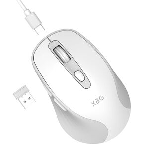 XBG Wireless Mouse, Bluetooth Mouse 5.0+2.4G Rechargeable Silent Wireless Mouse, 3 Adjustable DPI with Ergonomic 6 Buttons Compatible with Computer/Laptop/Mac/iPad, Black