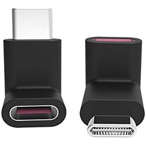 90 Degree Right Angle Type-C Male to Type-C Female Adapter 100W 40G,up and Down 90 Degree Type-c Plug to Jack Expansion Adapter is Suitable for Notebook Computers, Tablet Computers and Mobile Phones