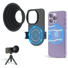 JJC 49mm Magnetic Lens Filter Mount Adapter for iPhone 13 Pro Max 14 Pro Max 15 Pro Max with MagSafe Case, Magnetic Filter Base with Cold Shoe Mounts & Silicone Lens Hood (Filters Not Included)