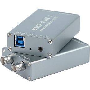 8MP 4-in-1 Video Capture Card AHD to USB Video Capture Card AHD TVI CVI Input and USB Output 1080 60fps Capture BNC Video Signal to Display on Monitor/HDTV with HDMI Input,Plug and Play