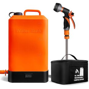 4.5 gallon/16L Silicone Water Tank,Portable Outdoor Shower,Electric Shower,8 Types of Multifunctional Shower Heads,Using Solar Heating Temperature Display,Suitable for Camping,Beach,and Hiking