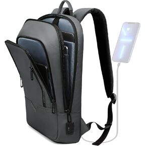 hk Backpack for Men Business Slim Backpack with USB Charger Computer Lightweight Anti-theft Travel Backpacks 15.6 inch Water Resistant Laptop Bag for Work Office College-Black
