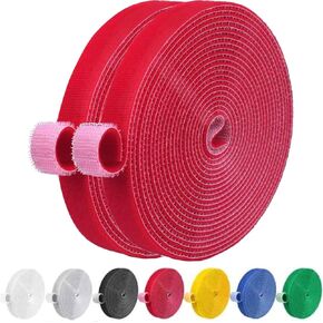 Reusable Hook-and-Loop Cable Management Tape, 32 Feet, 0.4 Inch Width, Green, 5 Pieces