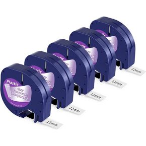 Replace for Dymo Letratag Refills 91330 White Paper Label Maker Tape Refill Compatible with Dymo Letratag Label Maker Tape,12 mm x 4m 1/2" x 13' for Letra tag LT100H LT100T 200B QX50 Plus, 5-Pack