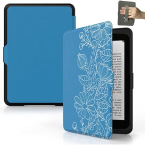 SCSVPN Case for 6'' Kindle 11th Generation 2024/2022 Release - All-New Lightweight Premium PU Leather Smart Protection Cover with Hand Strap, Auto Sleep/Wake for Kindle C2V2L3 Model (Colorful Blue)