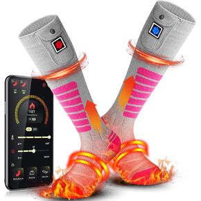 Heated Socks for Men Women 7.4V 22.2WH Battery Upgraded with APP Remote Control for Hunting Fishing Camping Hiking Outdoor Work(red,M) in Kuwait