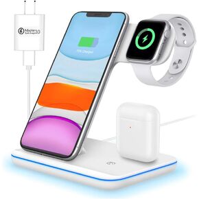 Wireless Charger 3 in 1,Aluminum Alloy Wireless Charging Stand 18W Fast Charging for iPhone 15/14/13/12/11/Pro/Max/XS/XR/X/8, iWatch9/8/7/6/5/4/3/2/SE, Airpods Pro/3/2