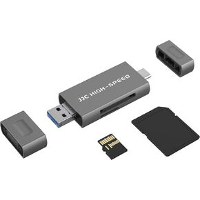 JJC UHS-II SD Micro SD 4.0 Card Reader Adapter, 3-in-1 USB-A 3.1 USB-C 3.1 Micro USB 2.0 Connection Port, High Transfer Speed up to 312MB/s, Compatible with Computer, Laptop, OTG Enable Phone & Tablet