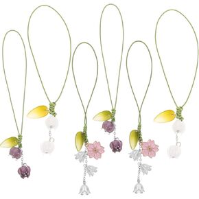 PartyKindom 6 pcs Cell Phone Straps Flower Key Chain Ornament Phone Lanyard Decor for Women