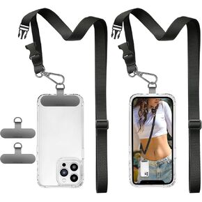 ROCONTRIP Phone Lanyard 2X Crossbody Cell Phone Strap with 2 Phone Patch Universal iPhone Lanyard Adjustable Shoulder Neck Strap for Women Men Travel Shopping Walking