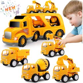 Nicmore Kids Toys Car for Boys: Boy Toy Trucks for 1 2 3 4 5 6 Year Old Boys Girls | 5 in 1 Carrier Vehicle Construction Toys for Kids Toddler Age 1-2 2-4 3-5 | Birthday Party Boy Gifts