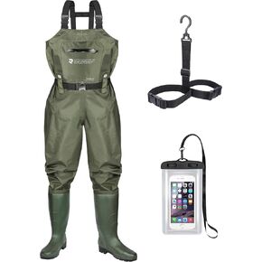 Fishing Chest Waders for Men Women with Boots Waterproof 2-ply Nylon PVC Breathable Waders for Hunting