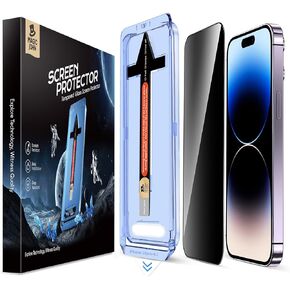 MAGIC JOHN 2 Pack for iPhone 14 Pro Privacy Screen Protector 6.1 inch, Tempered Glass, Auto Dust-Elimination Installation, Bubble Free, Anti Scratch, Case Friendly