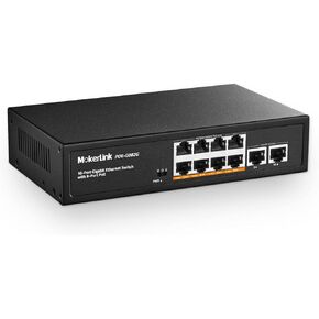 MokerLink 10 Port Gigabit PoE Switch, 8 GE PoE+, 2 GE Uplink, 10/100/1000Mbps, 120W 802.3af/at PoE, Fanless Plug & Play Ethernet Switch