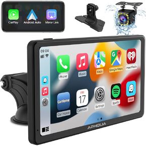 2024 Newest Wireless Portable Carplay and Android Auto,Carplay Screen for Car with Mirror Link/Bluetooth 5.0/AUX/FM,7‘’Carplay Box with Detachable Sunshade for All Vehicles