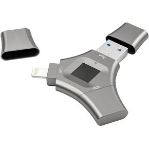 Fingerprint 256GB USB 3.0 Flash Drive for iPhone - High-Speed Secure Thumb Drive with Fingerprint Encryption, Portable Metal Case