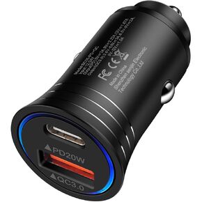 USB C Car Charger, 38W Fast Charge Car Charger Adapter PD&QC 3.0 Dual Port Cigarette Lighter USB Plug for iPhone 16 15 14 13 12 11 Pro Max/Mini SE XR XS X 8,Samsung Galaxy S24 S23 S22 S21 S20 S10 A13