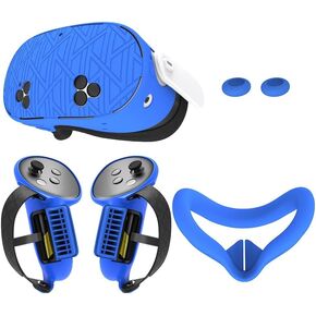 Upgraded Silicone Cover Set for Meta Quest 3S, Protective Soft Quest 3S VR Accessories Including Controllers Grips Cover, Shell Cover and Face Cover, Rocker Covers (Black) in Kuwait