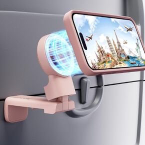 MiiKARE Airplane Travel Essentials Phone Holder for Magsafe, Universal Handsfree Phone Mount for Flying with 360 Degree Rotation, Travel Must Haves Phone Stand for Desk, Tray Table, Black