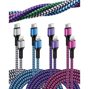 iPhone Charger Cord, [10ft/4-Pack] Nylon Braided Long Lightning to USB Charging Cable, [MFi Certified] Apple Fast Charging Syncing Wire Compatible with iPhone 14 13 12 11 Pro Max Mini XS XR 8 Plus SE