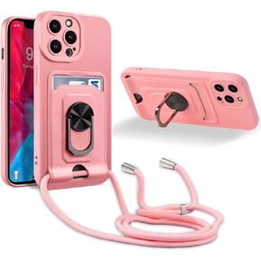 Crossbody Lanyard Case for iPhone 11 Pro, Protect Camera Cover, Silicone Card Holder Phone Cover with Adjustable Necklace Strap Cord Lanyard Shockproof Protective Case Black