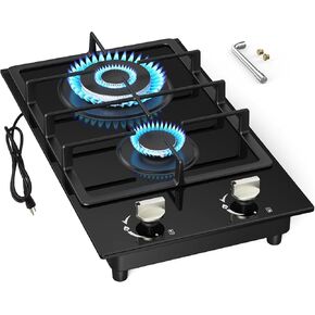Gas Cooktop 4 Burners, 23Inch Stainless Steel Gas Stove Top, Built-in Gas Propane Cooktops with Thermocouple Protection, NG/LPG Convertible, Electronic Ignition Gas Hob for Kitchen, RV