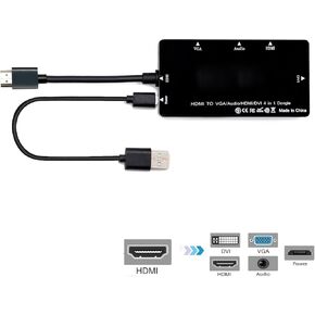 JSER CY HDMI to VGA Audio HDMI DVI Adapter Multiport Splitter Converter 4 in1 Dongle Compatible for PS3 HDTV PC Monitor Projector