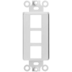 Cmple - 3 Port Decorator Wall Plate Insert, 1-Gang Keystone Wall Plate, Standard Keystone Jack Single Gang Wall Plate - White