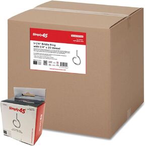 Bridle Ring for Cable Support - 1/4-inch x 20 Thread, 1-1/4-inch Size, Steel, Zinc Plated - 100-pc/Inner Box - S45-BR21-100