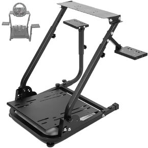حامل عجلة القيادة Hottoby Racing قابل للطي وأذرع تحويل مزدوجة تناسب Logitech/Thrustmaster G25 G27 G29 G920 G923 T150 T248 T300 متعددة المستويات سهلة التخزين والتركيب قمرة القيادة، بدون عجلة ودواسات