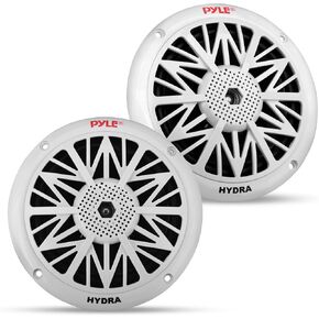 Pyle 5.25 Inch Dual Marine Speakers - 2 Way Waterproof and Weather Resistant Outdoor Audio Stereo Sound System with 150 Watt Power, Poly Carbon Cone, Cloth Surround and Low Profile Design - 1 Pair