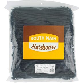 South Main Hardware 848139 8-in, 1,000-Pack, 75-lb, Black, Standard Nylon Cable Tie, 1000 Piece