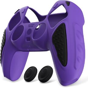 PlayVital Knight Edition Blue & Black Two Tone Anti-Slip Silicone Cover Skin for ps5 Controller, Soft Rubber Case for ps5 Wireless Controller with Thumb Grip Caps