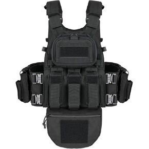 BOMTURN Great Tactical Outdoor Vest for Men Multifunctional Modular Molle Vest With Metal Buckles