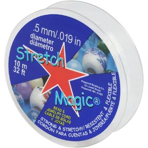 Stretch Magic Bead & Jewelry Cord - Strong & Stretchy, Easy to Knot - Clear Color - 0.5mm diameter - 10-meter (32.8 ft) spool - Elastic String for making beaded jewelry