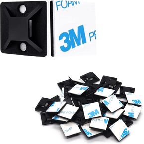 3/4" Zip Tie Mounts - 120PCS Self Adhesive Cable Tie Mounts Wire Cable Anchors Squares Holders for Cable Management Outdoor Indoor (120PCS- 3/4INCH, White)