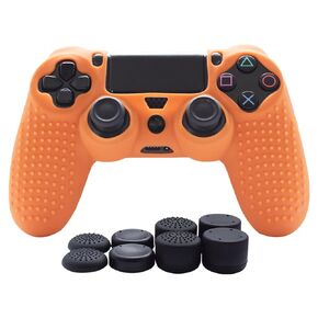 Jazane Grips Compaitble for PS4 Controller Skin ,Silicone Cover for PlayStation 4 PS4/Slim/Pro Controller Pack 1 Anti Slip Cover Case Protector-8pcs Thumb Grips-Studs Orange