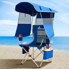 MENOLY Oversized Folding Camping Chair, 500lbs Support Max with Cooler Bag, Multiple Side Pockets & Cup Holder, Heavy Duty Camping Chairs for Adults for Camping, Beach, Fishing