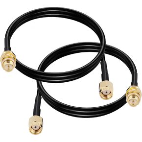RG174 Coaxial Cable RP SMA Antenna Extension Cable 2-Pack 6.5FTRP-SMA Male to RP-SMA Female Bulkhead Mount Connectors Low Loss Antenna Cable for WiFi Antenna WiFi Router Security IP Camera