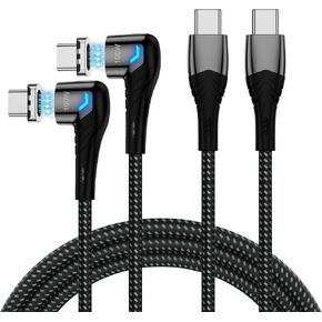 100W 2 in 1 Magnetic USB C Charging Cable [2-Pack, 4/6.6FT] 480Mbps Data Transfer, 5A C to C Cable Fast Charging for iPhone 16/15/14/13 Pro Max, MacBook Pro,iPad,Galaxy S22,Pixel in Saudi Arabia