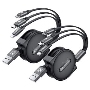 CAFELE [2023 Upgraded Multi Charging Cable, 3 in 1 Retractable USB Charging Cable with Type C, Micro USB, Phone Port, Multiple Fast Charger Cord for Phone 14 13 12 11 XS XR X 8 7 6 SE, Galaxy(4ft)