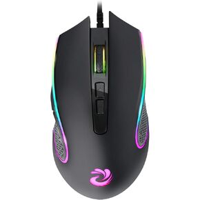 aMZCaSE LED Wireless Mouse, Rechargeable Slim Silent Mice 2.4G Portable Office Optical Mouse with USB Receiver and Type-C Adapter, 3 Adjustable DPI for Laptop, Computer, PC, Notebook, Desktop (Black)