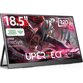 UPERFECT Portable Monitor 18.5 inch 120HZ 100% sRGB 1080P with VESA & Stand 180° Adjustable Ultra-Slim & Lightweight Frameless FHD FreeSync IPS HDR Gaming Display, Travel Second Monitor for Laptop