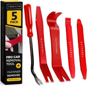 Auto Trim Removal Tool Kit - 5-Piece No Scratch Pry Tool Set for Car Panel and Dashboard Removal - Includes Door Panel Tool, Push Rivets, Car Clips - Essential for Interior Trim Work - Blue