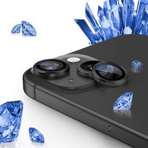 واقي عدسة الكاميرا لهاتف iPhone 15 Pro Max/15 Pro/15/15Plus/14 Pro Max/14 Pro/13Pro Max/13Pro لغطاء الكاميرا الدائري المصنوع من خليط معدني من زجاج الياقوت، مجموعة واحدة باللون الأسود