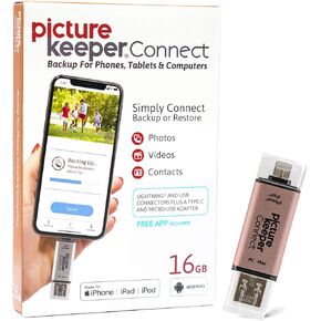 Picture Keeper Connect Photo & Video USB Flash Drive for Apple, Android & PC Devices, 64GB Thumb Drive, Turquoise