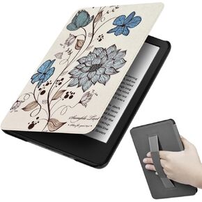 DaFong,Case for 6.8" Kindle Paperwhite (11th Generation-2021) and Kindle Paperwhite Signature Edition, Slim Premium Durable PU Leather Cover with Hand Strap,Auto Sleep/Wake,Strange Flower
