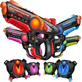 ZIFFY Laser Tag Guns Set of 4 with Vests, Multi-Functional Laser Tag Indoor&Outdoor Family Games, Christmas & Birthday Gift, Group Activity, Ages 8+(Black)