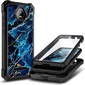 NZND Cellular Phone Case for Schok Volt SV55 - Sapphire, Full-Body Protective Shockproof Rugged Bumper Cover with Built-in Screen Protector
